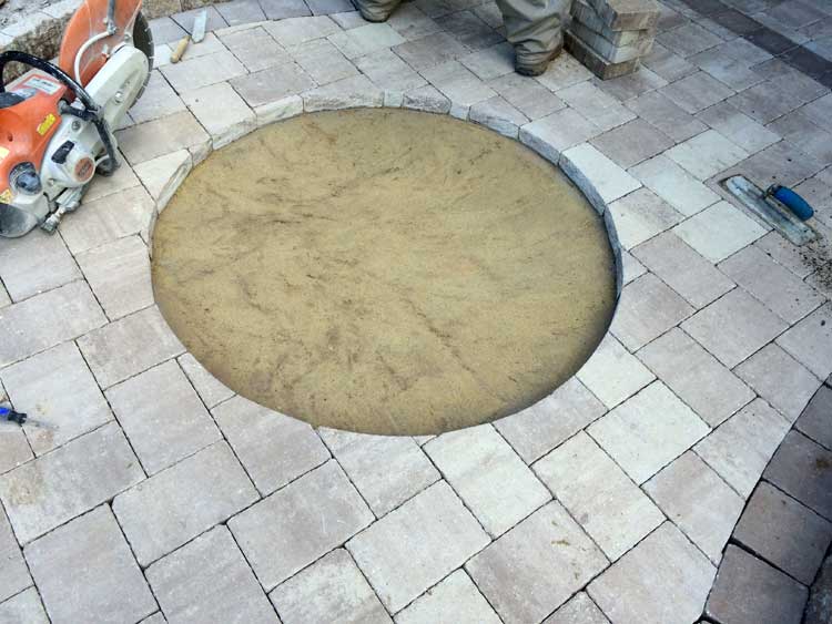 Cut opening for paver medallion